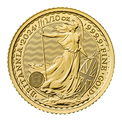 A picture of a 1/10 oz Gold Britannia Coin (2024)